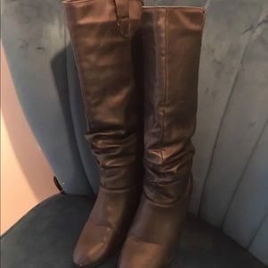 Black wedge heel high boot size 6.5